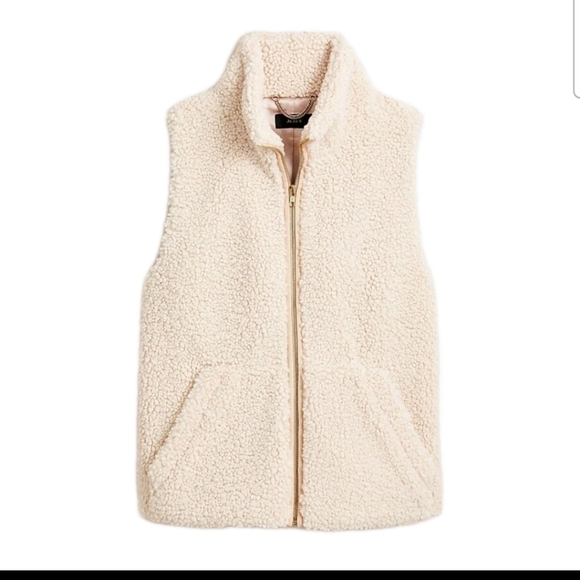 J. Crew Jackets & Blazers - J. Crew Women's Cream Teddy Sherpa Full Zip Vest S